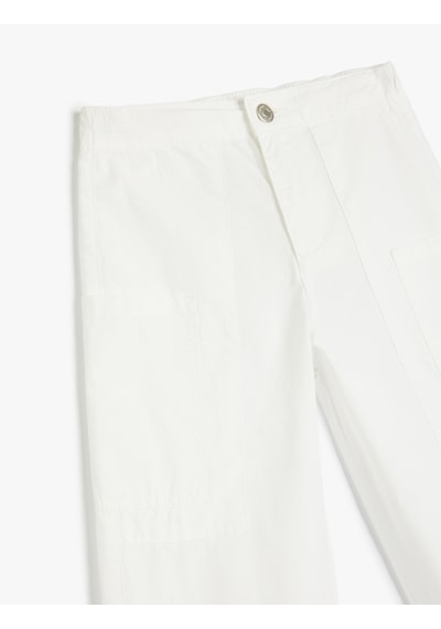 Koton Rahat Kesim Cep Detaylı Pamuklu Basic Jogger Pantolon Beyaz 5skg40028ad Beyaz