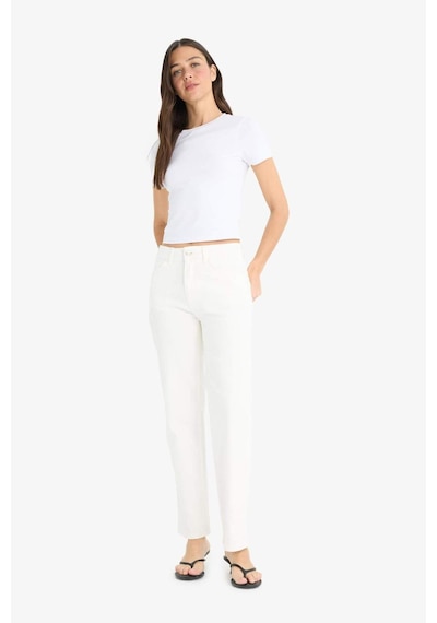 Defacto Comfort Straight Normal Bel Bilek Boy Beyaz Jean Pantolon F6174ax25hswt1 Beyaz