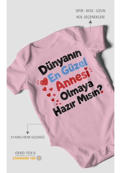 Morivokids Anneye Özel Kısa Kollu Bebek Body %100 Pamuk Zbn177-kk Koyu Pembe