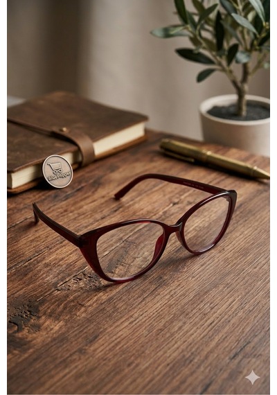Luvıa Cateye Mavi Işık Filtreli Ekran Koruma Pc Gözlüğü Unisex Camları Değişime Uygundur Bordo