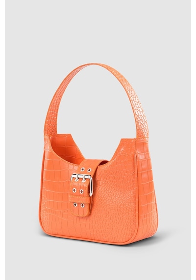 Housebags Kadın Orange Tokalı Timsah Desenli Baguette Çanta Turuncu