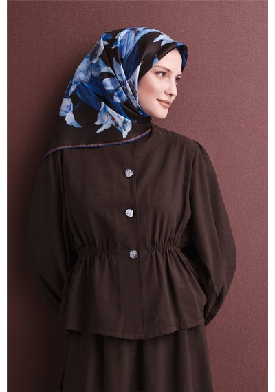 Armine İpek Eşarp 2027 Kış - 9620-51 Acı Kahve Twill
