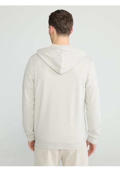 Lcwaıkıkı Basic Bej Kapüşonlu Erkek Fermuarlı Sweatshirt