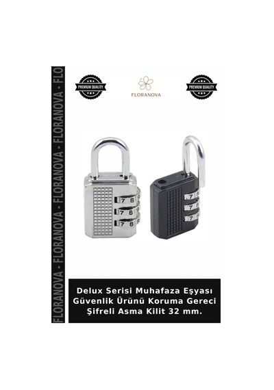 Delux Serisi Muhafaza Eşyası Güvenlik Ürünü Koruma Gereci Şifreli Asma Kilit 32 Mm.