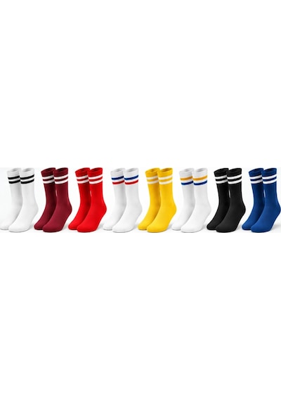 COJans Unisex Renkli Çorap Çizgili 8'li Set Uzun Soket Günlük Spor Kolej Stil Rahat Şık Kadın Erkek Çorabı Çok Renkli