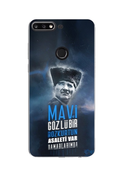 Huawei Y7 2018 - Honor 7c Uyumlu Atatürk Temalı Asalet Ve Bozkurt Baskılı Silikon Kılıf