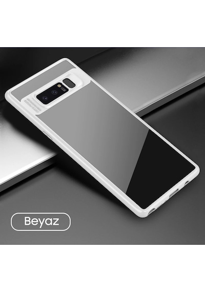 Ally Galaxy Uyumlu Note 8 Darbeya Dayanıklı Şeffaf Silikon Kılıf- 5775 Beyaz