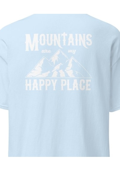 Wildstyle Mountains Are My Happy Place Dağcı Doğa Kamp Baskılı Unisex Pamuklu Tişört Bebek Mavisi