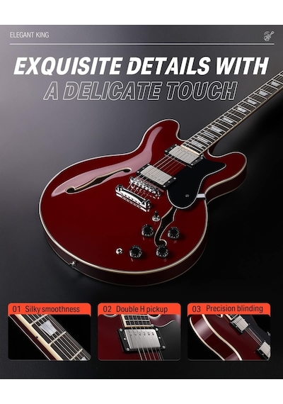 Donner Djp-1000 Semi-hollow Elektro Gitar Kırmızı