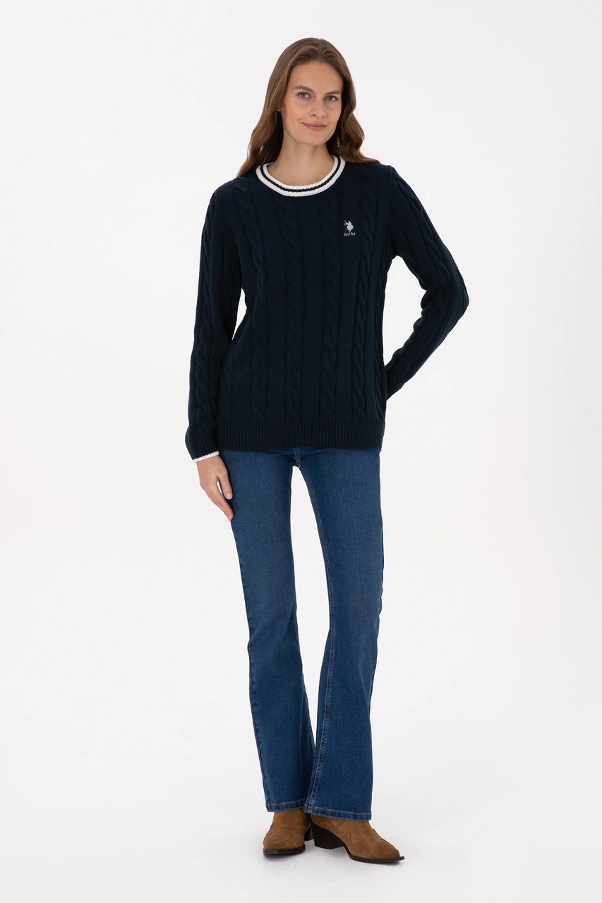 U.S. Polo Assn. Kadın Lacivert Bisiklet Yaka Kazak 50317182-VR033