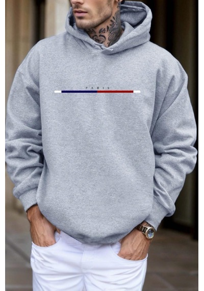 Paris Ön Baskılı Pamuklu Erkek Sweatshirt 001