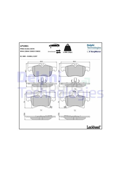 Ön Fren Balatası Astra H 2004 Meriva A - B 2003 Zafira 2005 Corsa C - D 2003 Combo C - D 2004