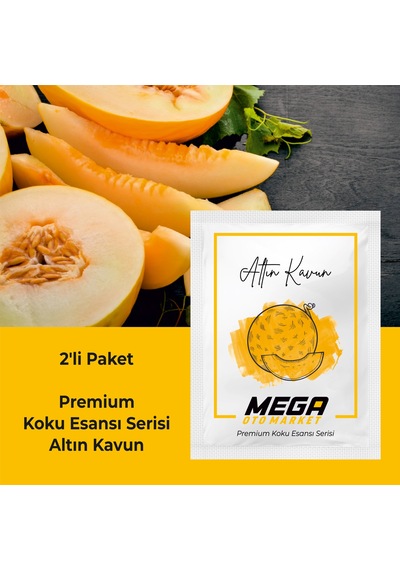 2'li Paket Araba Havalandırma Klima Koku Klipsi Yedek Kartuş Pedi 5 Ad. Premium Altın Kavun