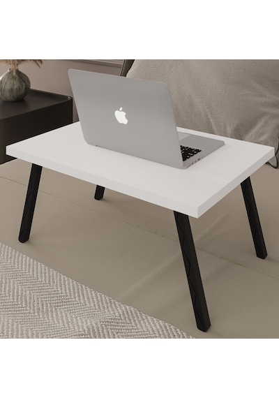 Asra Trend Katlanır Laptop Çalışma Masası LAPTOPMASA01 %100 MDF Yatak Sehpası Beyaz
