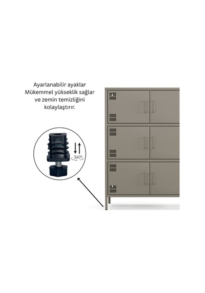 Pera Metal Çok Gözlü Dolap, 6 Kapaklı 80,50 X 40 X 109,50 Cm Ral 7039 Acıbadem Antrasit Pera Metal Çok Gözlü Dolap, 6 Kapaklı 80,50 X 40 X 109,50 Cm Ral 7039 Acıbadem Antrasit