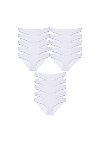 Royaleks 15 adet Süper Eko Set Likralı Kadın Slip Külot Beyaz RYL-EKO15005 Beyaz