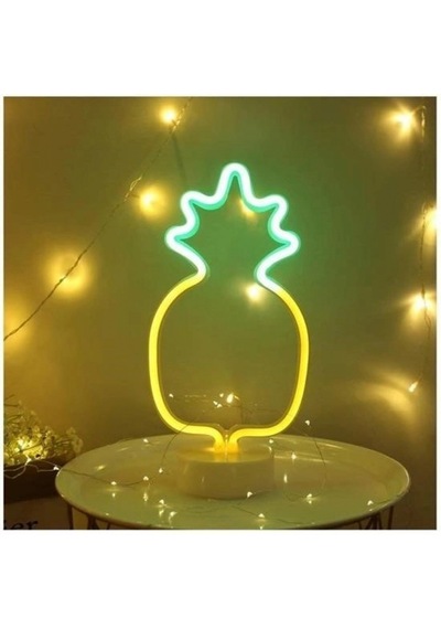 Dekoratif Ananaslı Neon Led Masa Ve Gece Lambası Hediyelik Lamba Çok Renkli