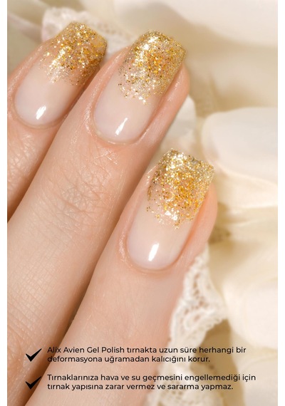 Alix Avien Uv Kalıcı Sarı Simli Jel Oje 21 Gel Polish 12 Ml