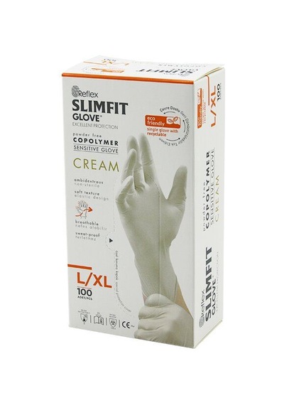 Reflex Slimfit Glove Kod-028 L-xl Krem Pudrasız Muayene Eldiven 100lü 4915