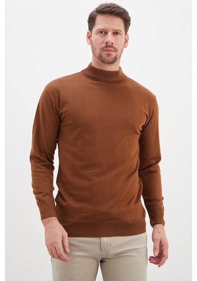 Fullamoda Basic Dik Yaka Regular Fit Triko Kazak Camel
