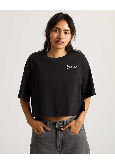 Vans Classic Script Kadın Siyah T-shirt - Vn000qdf