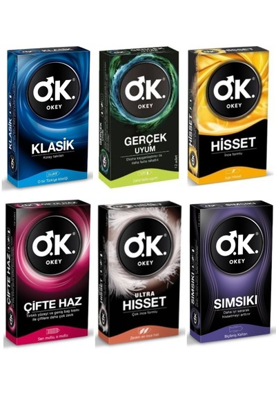 Okey Prezervatif Kondom Hisset - Klasik - Gerçek Uyum - Çifte Haz - Sımsıkı - Ultra Hisset 6 X 10'lu
