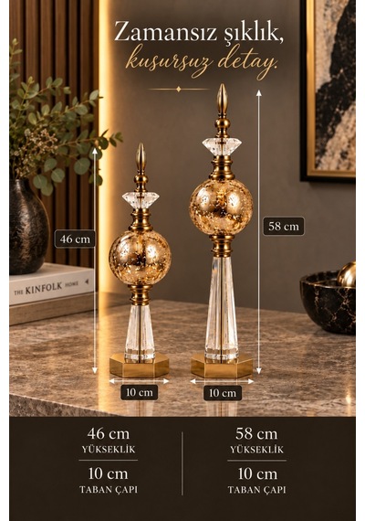 Bronz Kristal Detaylı Metal Dekoratif Aksesuar