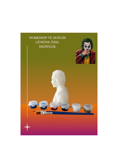 3d Joker Figür Boyama Seti - Kendin Boya Hobi Ve Etkinlik Seti - Akrilik Boya + 2 Fırça