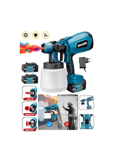 Dragro DRG-BYA999 999 Vf Mavi 20 Ah Çift Akülü Boya Tabancası