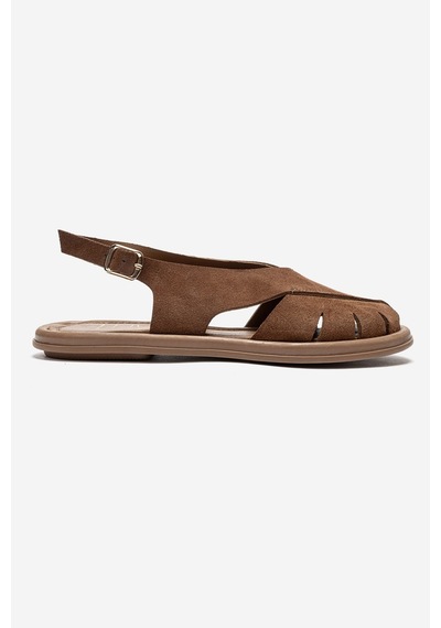 Luvishoes Belas Taba Süet Hakiki Deri Kadın Sandalet