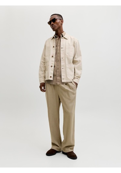 Jjesummer Lınen Blend Shırt L/s Sn Falcon Falcon