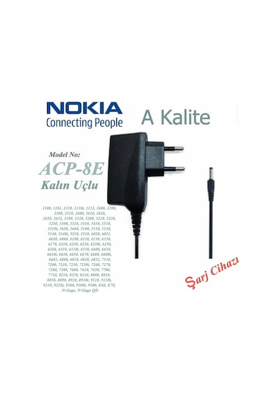 Nokia Kalın Uç Şarj Cihazı 3310 1100 1101 1110I 1112 6310 6230I 8