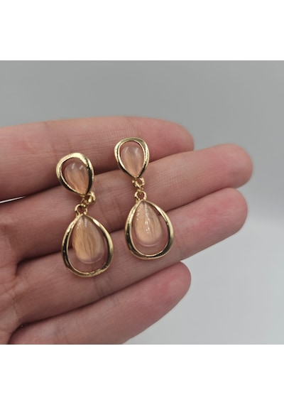 Pembe 60's Vintage Küpe Pembe