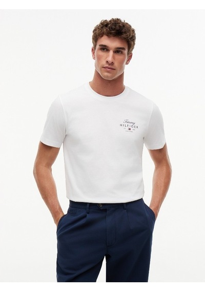 Tommy Hilfiger Scrıpt Stack Regular Tee Erkek Beyaz T-shirt - Mw0mw43224