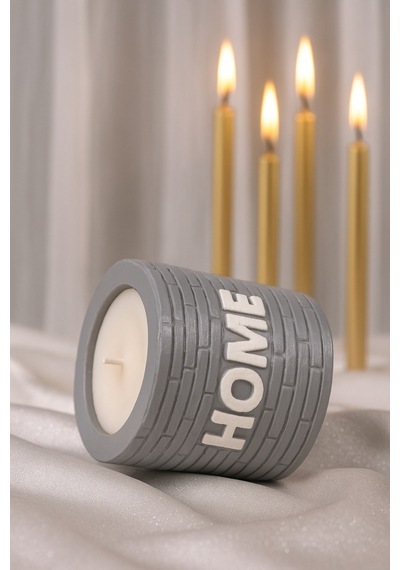 Dekoratif Kokulu Mum Home Gri Home