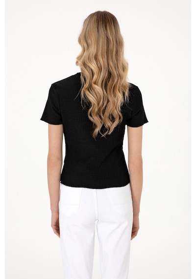 U.S. Polo Assn. Kadın Siyah Dik Yaka Tişört 50312951-VR046