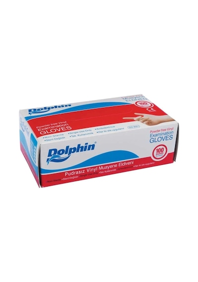 Dolphin Vinil Pudrasız Muayene Eldiven Beyaz