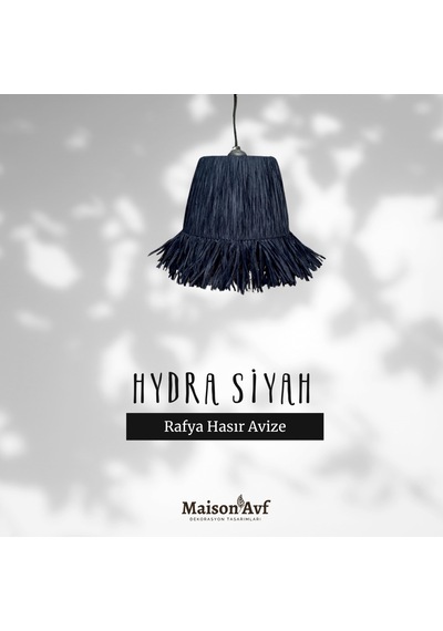 Rafya Hasır Bohem Siyah Avize M142 Siyah