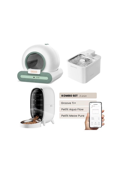 Groove Ti+ Akıllı Otomatik Kedi Tuvaleti Yeşil - Petfit Aqua Flow Akıllı Bataryalı Su Pınarı Çeşmesi + Petfit Meow Pure Akıllı Otomatik Mama Kabı Bundle Groove Ti+ Akıllı Otomatik Kedi Tuvaleti Yeşil - Petfit Aqua Flow Akıllı Bataryalı Su Pınarı Çeşmesi + Petfit Meow Pure Akıllı Otomatik Mama Kabı Bundle