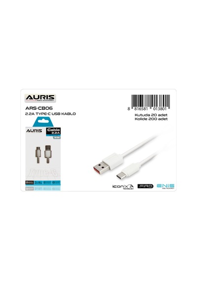 Auris ARS-CB06B Type-C Kablo 2m