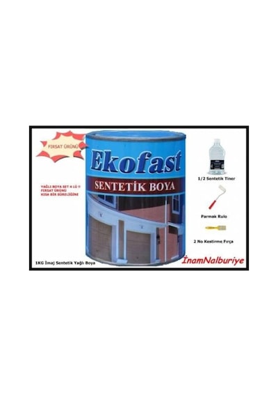 Yağlı Boya Set - 1 Kg Siyah Yağlı Boya - Tiner -Fırça - Rulo