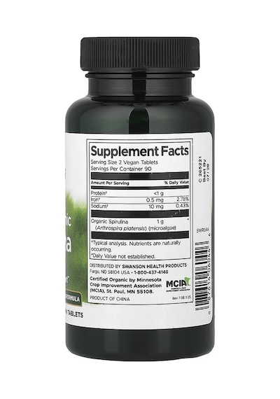Swanson Vitamins, 100% Organic Spirulina, 180 Vegan Tablets