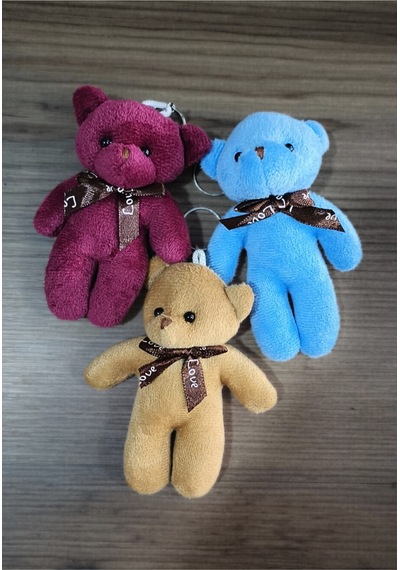 Peluş Ayıcık Anahtarlık Ve Çanta Süsü Hediyelik 12cm Boy 3 Adet