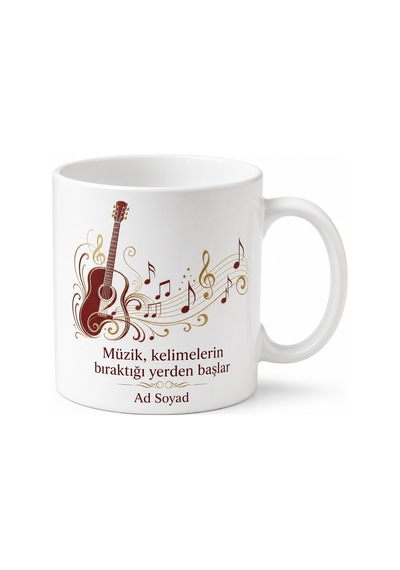 Serenat Geçmişin Acıları Unutulmaz Müzik Temalı Porselen Kupa Bardak Hediye Beyaz / Çok Renkli