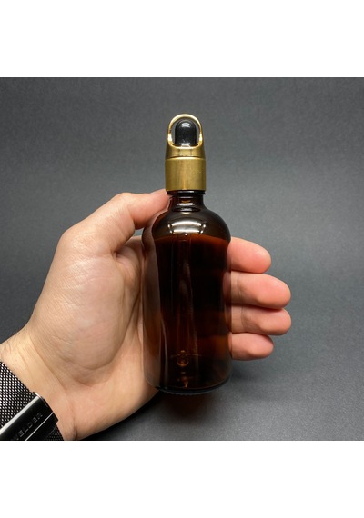 Amber Cam Damlalıklı Şişe Sepet Model Metalik Kapak  100 ML