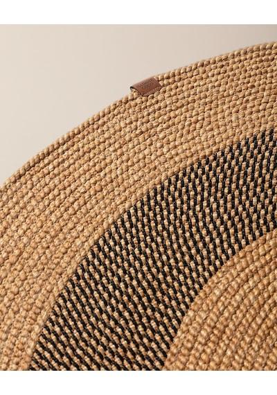 Madame Coco Alsace Yuvarlak Kilim - Naturel/siyah - 120 Cm 8684427193228 Çok Renkli