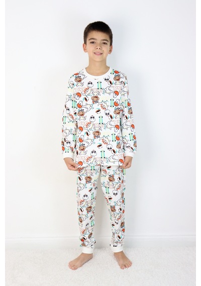 Harika Kids Erkek Çocuk Baskılı İnterlok Kumaş Uzun Kollu Pijama Takımı Siyah
