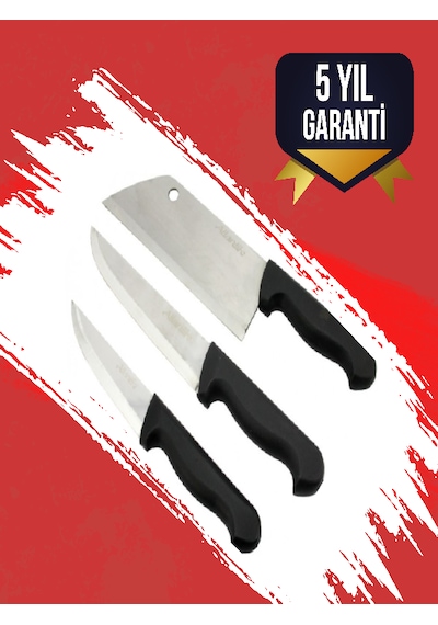 Satırlı Bıçak Seti 3'lü Siyah