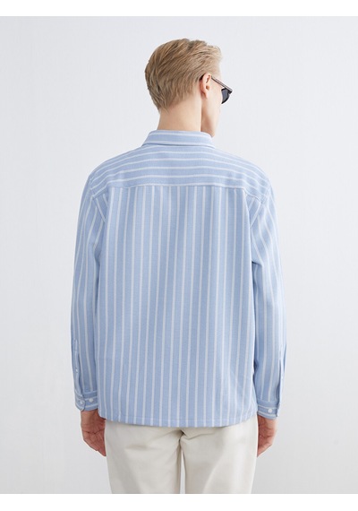 Lcw Vision Mavi Regular Fit Çizgili Armürlü Erkek Gömlek Lcw Vision Mavi Regular Fit Çizgili Armürlü Erkek Gömlek