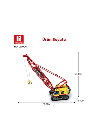 Reobrix Technic 22006 Paletli Vinç Crawler Crane Kumanda&motorlu Yaratıcı Yapı Blok Seti Building Blocks - 1322 Parça